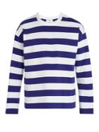 Ami Striped Crew-neck Cotton Sweatshirt