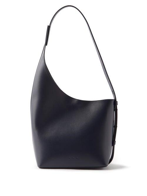 Aesther Ekme - Demi Lune Leather Bucket Bag - Womens - Dark Blue
