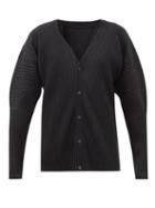 Homme Pliss Issey Miyake - V-neck Technical-pleated Cardigan - Mens - Black