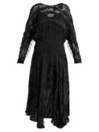 Matchesfashion.com Preen By Thornton Bregazzi - Eva Floral Devor Handkerchief Hem Dress - Womens - Black