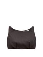 Matchesfashion.com Emilia Wickstead - Fanny Square-neck Linen Cropped Top - Womens - Black