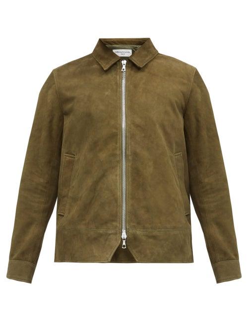 Matchesfashion.com Officine Gnrale - Point-collar Suede Jacket - Mens - Khaki