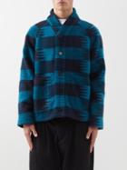 Ymc - Erkin Zig-zag Jacquard Wool-blend Jacket - Mens - Blue Multi