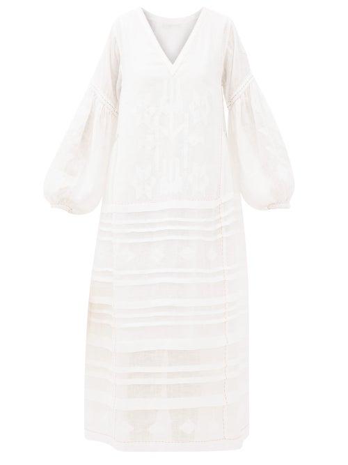 Matchesfashion.com Vita Kin - Neptune Pintucked Linen Dress - Womens - White