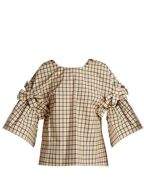 Matchesfashion.com Fendi - Bow Embellished Check Top - Womens - Pink Multi