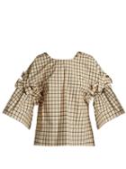 Matchesfashion.com Fendi - Bow Embellished Check Top - Womens - Pink Multi
