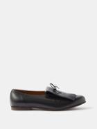 Jacques Solovire - Matt Fringed Leather Loafers - Mens - Black