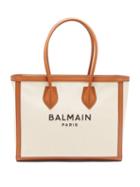 Balmain - Logo-print Cotton-blend Canvas Tote - Womens - Tan Multi