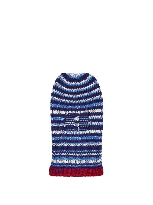 Matchesfashion.com Calvin Klein 205w39nyc - Striped Wool Knit Balaclava Hat - Womens - Navy