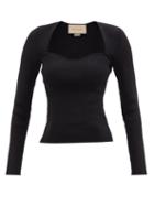 Gucci - Sweetheart-neck Ribbed Top - Womens - Black