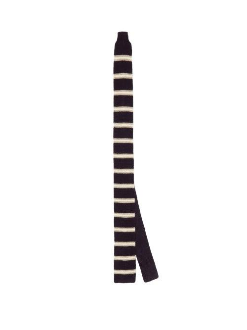 Matchesfashion.com Brunello Cucinelli - Striped Knitted-cashmere Tie - Mens - Blue Multi