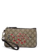 Matchesfashion.com Gucci - Snake-print Gg Supreme Pouch - Mens - Beige