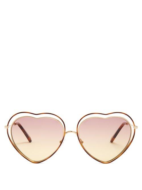 Matchesfashion.com Chlo - Poppy Heart Shaped Frame Sunglasses - Womens - Purple Multi