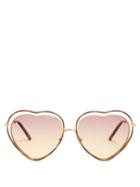 Matchesfashion.com Chlo - Poppy Heart Shaped Frame Sunglasses - Womens - Purple Multi