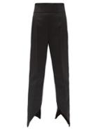Matchesfashion.com Alexandre Vauthier - High-rise Split-cuff Wool-hopsack Trousers - Womens - Black