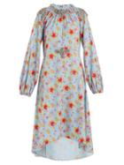 Matchesfashion.com Dodo Bar Or - Marisa Floral Print Crystal Embellished Dress - Womens - Blue Print