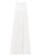 Matchesfashion.com Belize - Maria Cross-back Buttoned Midi Dress - Womens - White