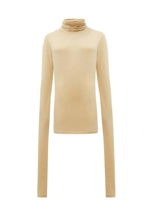 Matchesfashion.com Lemaire - Roll Neck Cotton Blend Top - Womens - Beige