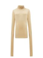 Matchesfashion.com Lemaire - Roll Neck Cotton Blend Top - Womens - Beige