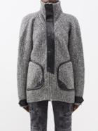 Isabel Marant - Lindley Leather-trim Knitted Cotton-blend Jacket - Womens - Grey