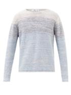 Inis Mein - Crew-neck Mlange-linen Sweater - Mens - Light Blue