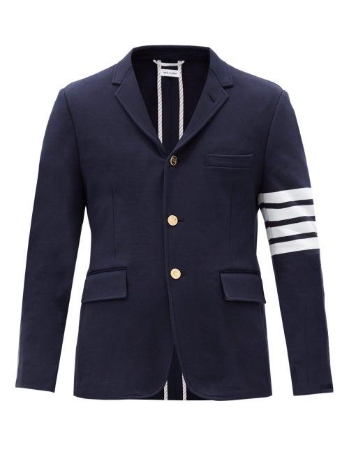 Matchesfashion.com Thom Browne - Four-bar Single-breasted Cotton Blazer - Mens - Navy