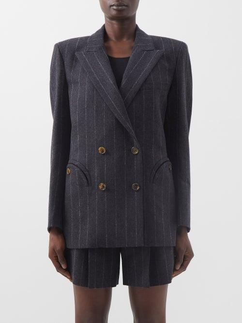 Blaz Milano - Ferien Striped Wool-blend Blazer - Womens - Grey Stripe