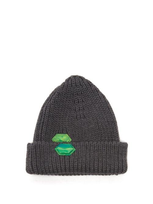 Matchesfashion.com Off-white - Equipment Rubber Logo-patch Wool Beanie - Mens - Grey
