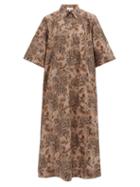Matchesfashion.com Ganni - Leaf-print Poplin Shirt Dress - Womens - Brown Print