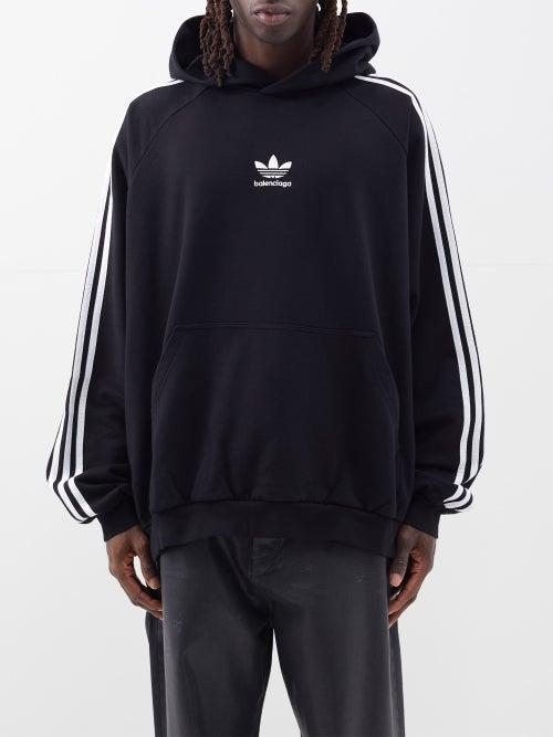 Balenciaga - X Adidas Trefoil-logo Cotton Hoodie - Mens - Black White