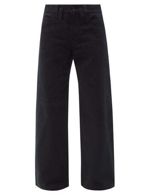 Mens Rtw Versace - Greca Wide-leg Cotton-denim Trousers - Mens - Black