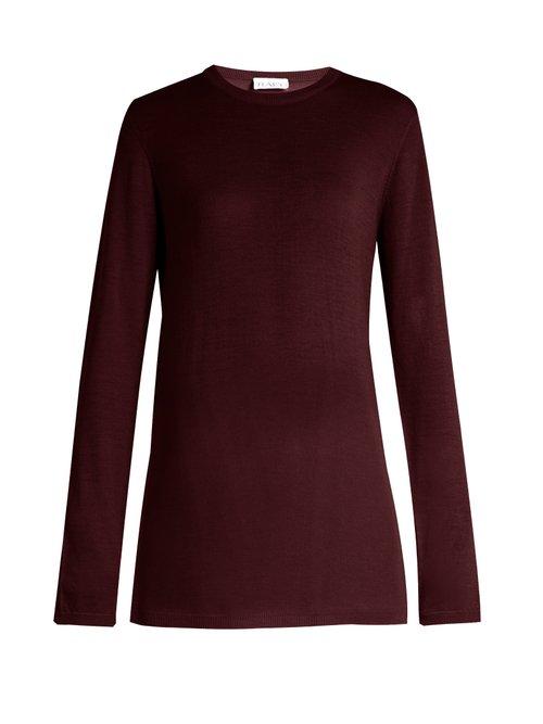 Matchesfashion.com Raey - Long Line Fine Knit Cashmere Sweater - Womens - Burgundy