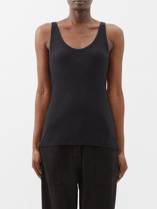Raey - Organic Cotton-blend Sheer Rib Vest - Womens - Black