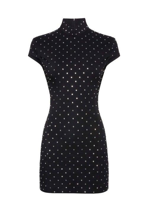 Wolford X Amina Muaddi - Crystal-embellished Jersey Dress - Womens - Black