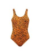 Matchesfashion.com Reina Olga - For A Rainy Day Tiger-print Swimsuit - Womens - Orange Print