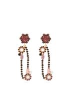Matchesfashion.com Erdem - Crystal Embellished Floral Drop Oval Earrings - Womens - Purple