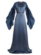 Matchesfashion.com Roksanda - Zariah Draped Sleeve Open Back Gown - Womens - Navy