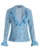 Rockins Monkey Orchid-print Silk Crepe De Chine Shirt