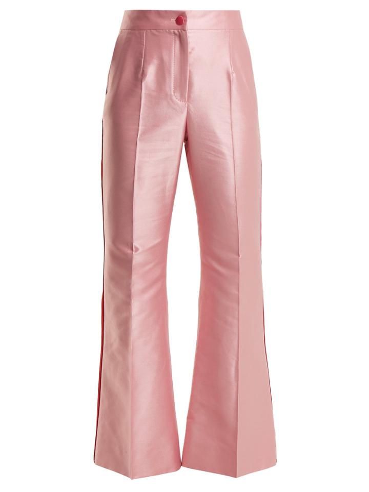 Dolce & Gabbana Contrast-trim High-rise Satin Trousers