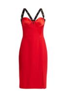 Matchesfashion.com Versace - Medusa Stud Satin Mini Dress - Womens - Red