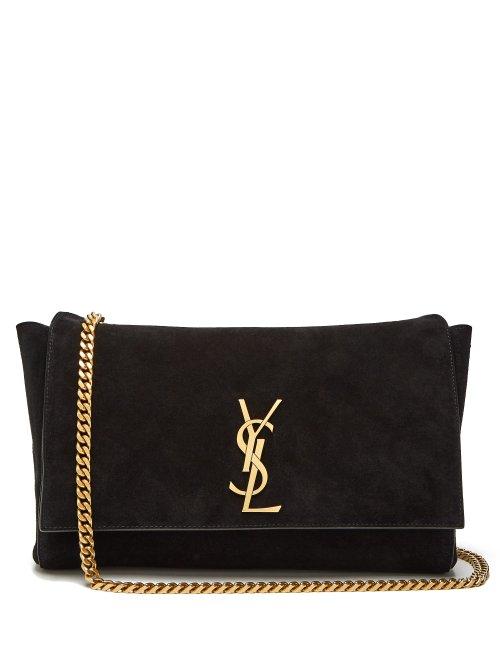 Matchesfashion.com Saint Laurent - Kate Reversible Leather And Suede Shoulder Bag - Womens - Black