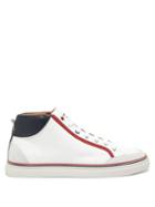 Matchesfashion.com Thom Browne - Tricolour Stripe Leather High Top Trainers - Mens - White