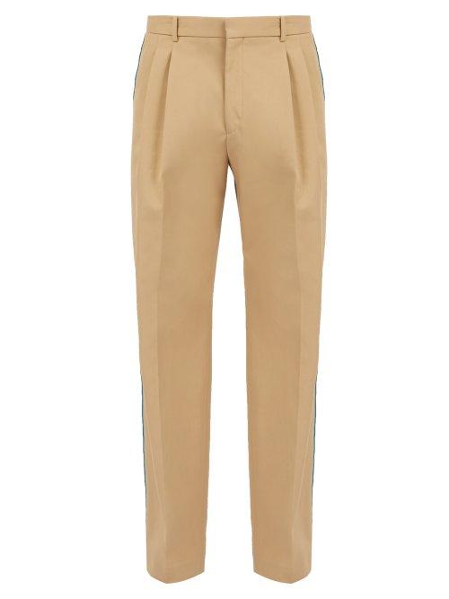 Matchesfashion.com Calvin Klein 205w39nyc - Velvet Side Stripe Cotton Twill Trousers - Mens - Beige