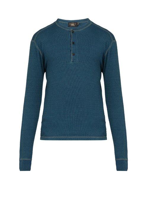 Matchesfashion.com Rrl - Long Sleeved Cotton Henley T Shirt - Mens - Indigo