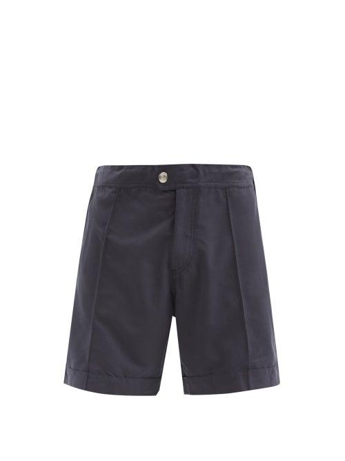 Matchesfashion.com Brunello Cucinelli - Pintucked Swim Shorts - Mens - Navy
