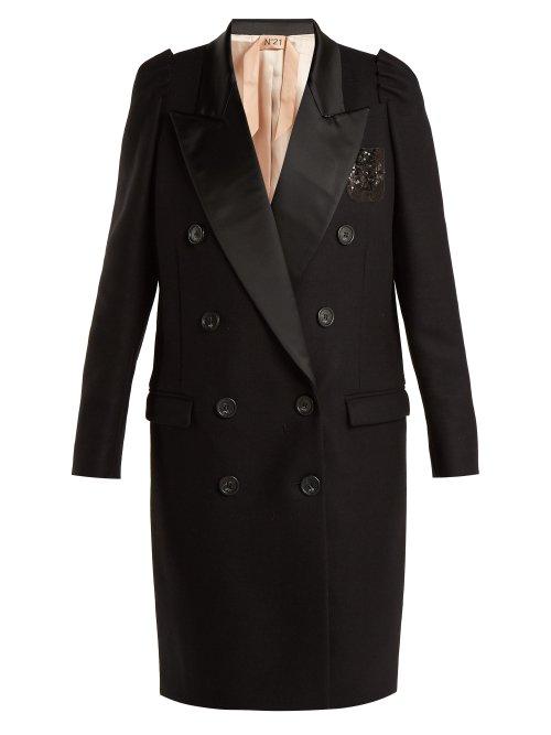 Matchesfashion.com No. 21 - Contrast Lapel Double Breasted Overcoat - Womens - Black