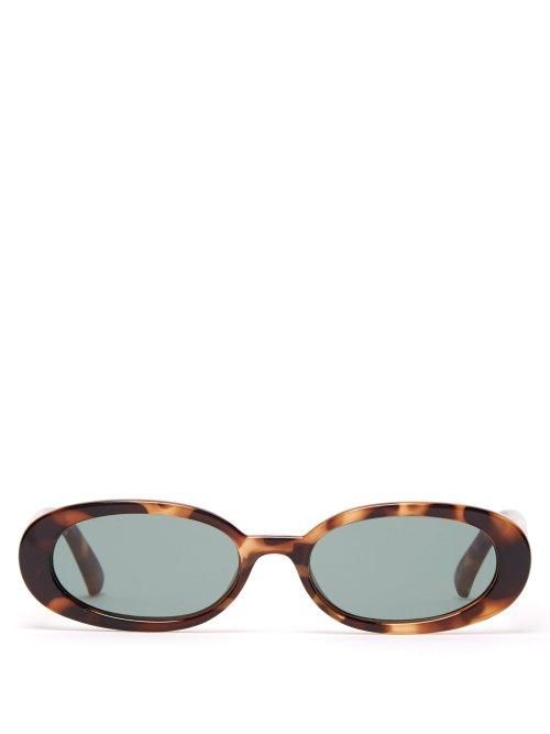 Matchesfashion.com Le Specs - Outta Love Oval Frame Acetate Sunglasses - Womens - Tortoiseshell