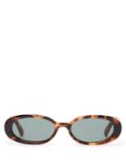 Matchesfashion.com Le Specs - Outta Love Oval Frame Acetate Sunglasses - Womens - Tortoiseshell