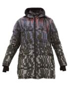 Matchesfashion.com Stone Island Shadow Project - Grid Tie Dye Wool Blend Ripstop Down Coat - Mens - Black