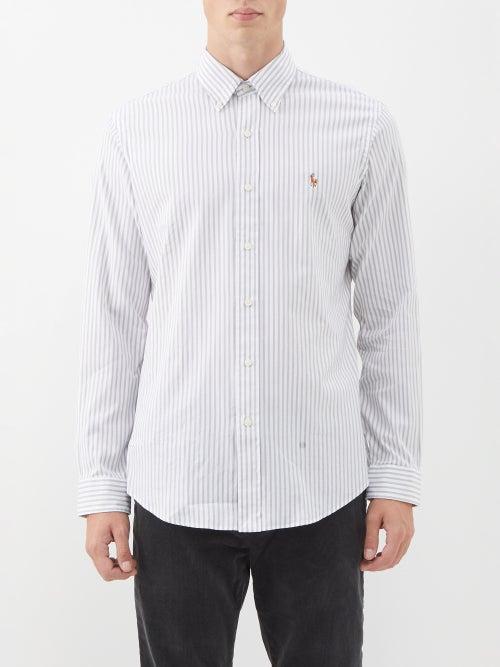 Polo Ralph Lauren - Logo-embroidered Striped Cotton-blend Shirt - Mens - Grey Stripe